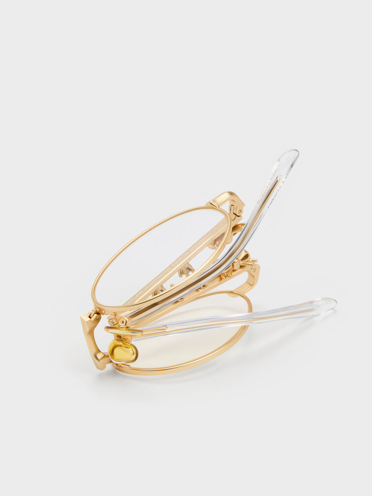 Paige Bow Crystal Clear Sunglasses, Brush Gold, hi-res