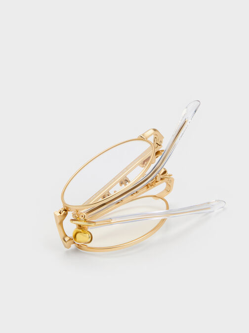 Paige Bow Crystal Clear Sunglasses, Brush Gold, hi-res