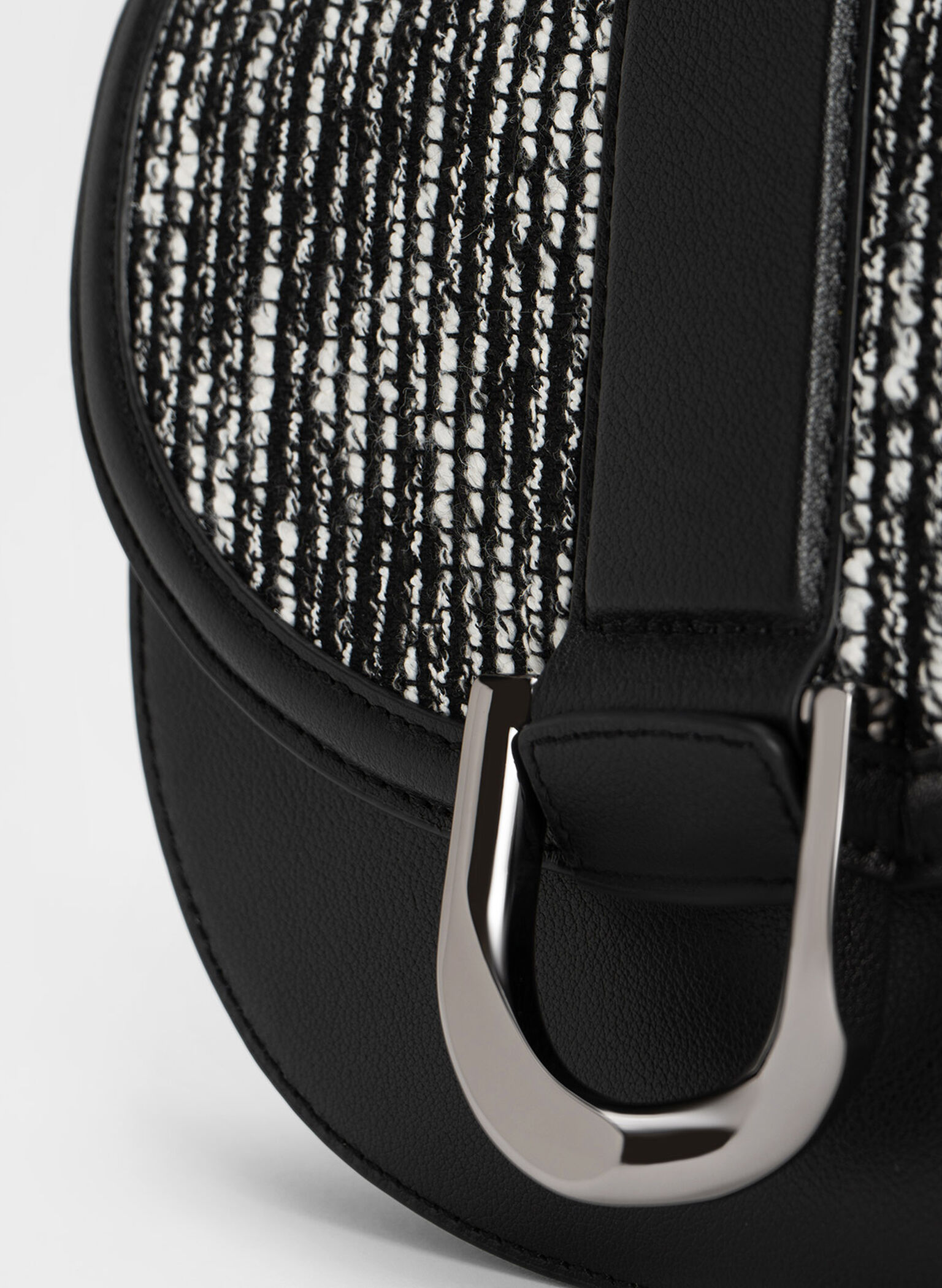 Bolso saddle Gabine de cuero y tweed, Multicolor, hi-res