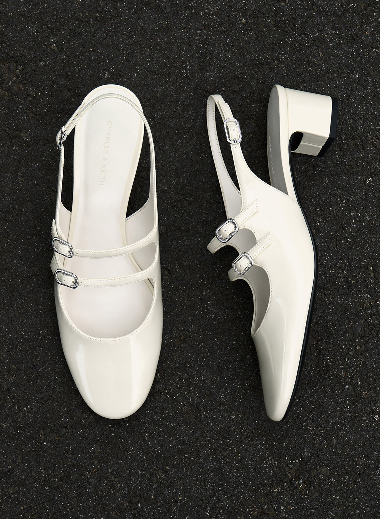 Clementine Double-Strap Slingback Mary Jane Pumps, Chalk, hi-res