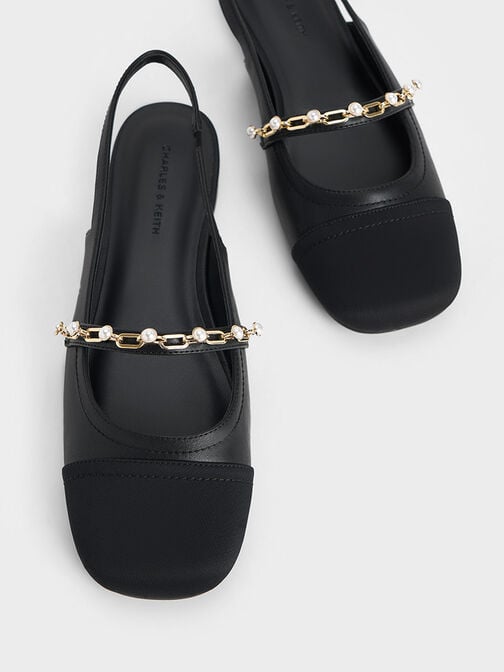 珍珠鍊瑪莉珍鞋, 黑色, hi-res