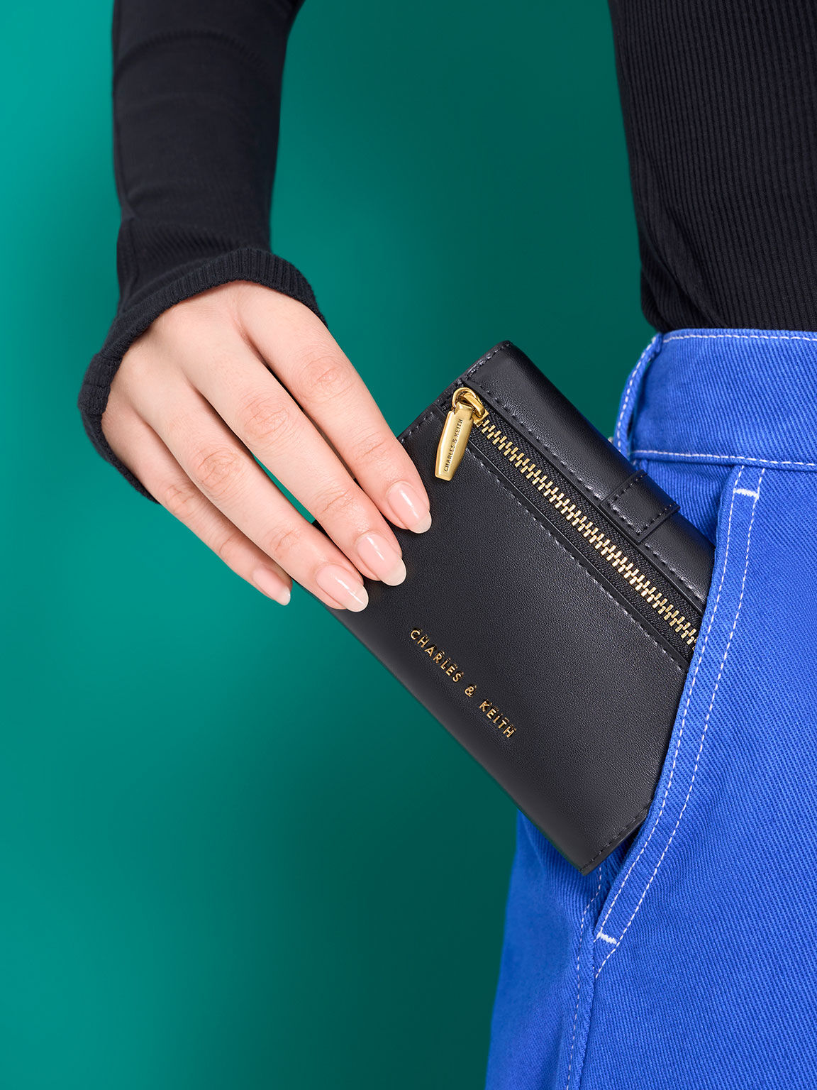 Annelise Belted Wallet, Black, hi-res