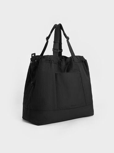 Bolso tote reversible Terra de nylon, Noir, hi-res