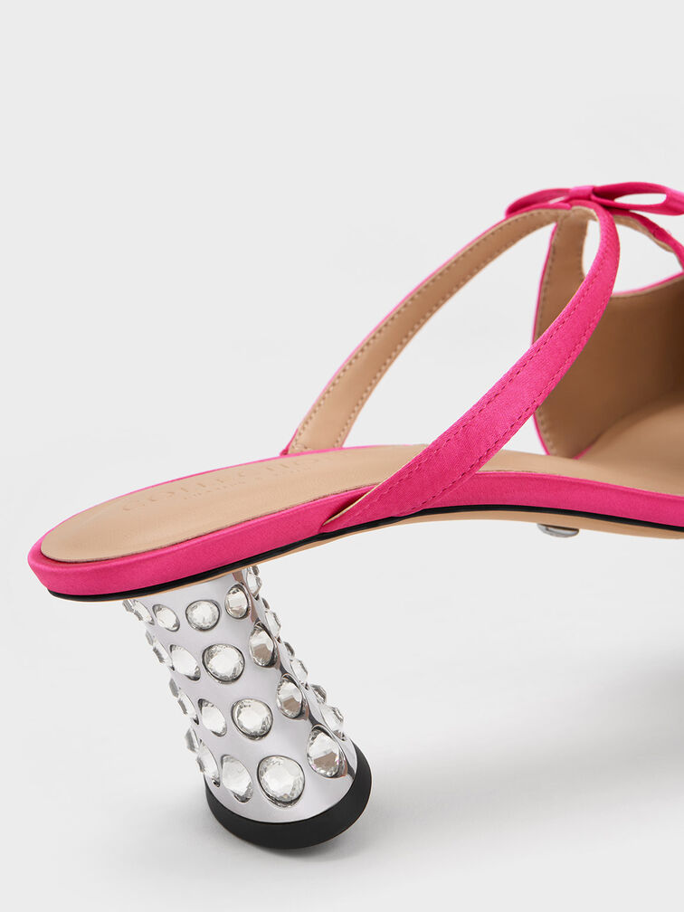 環保材質尖頭粗跟鞋, 粉紅色, hi-res