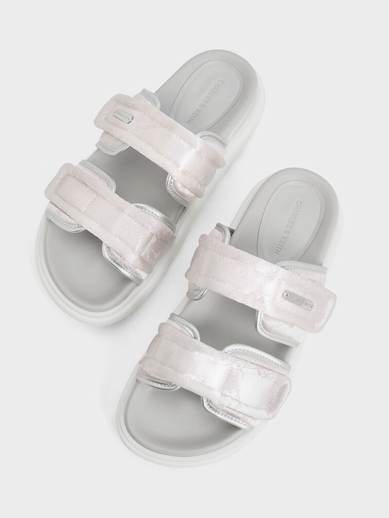 Clementine Recycled Polyester Sports Sandals, Silver, hi-res