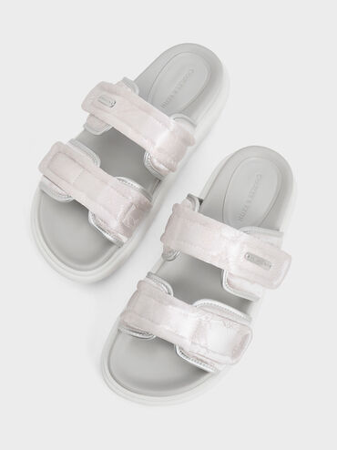 Clementine Recycled Polyester Sports Sandals, Silver, hi-res