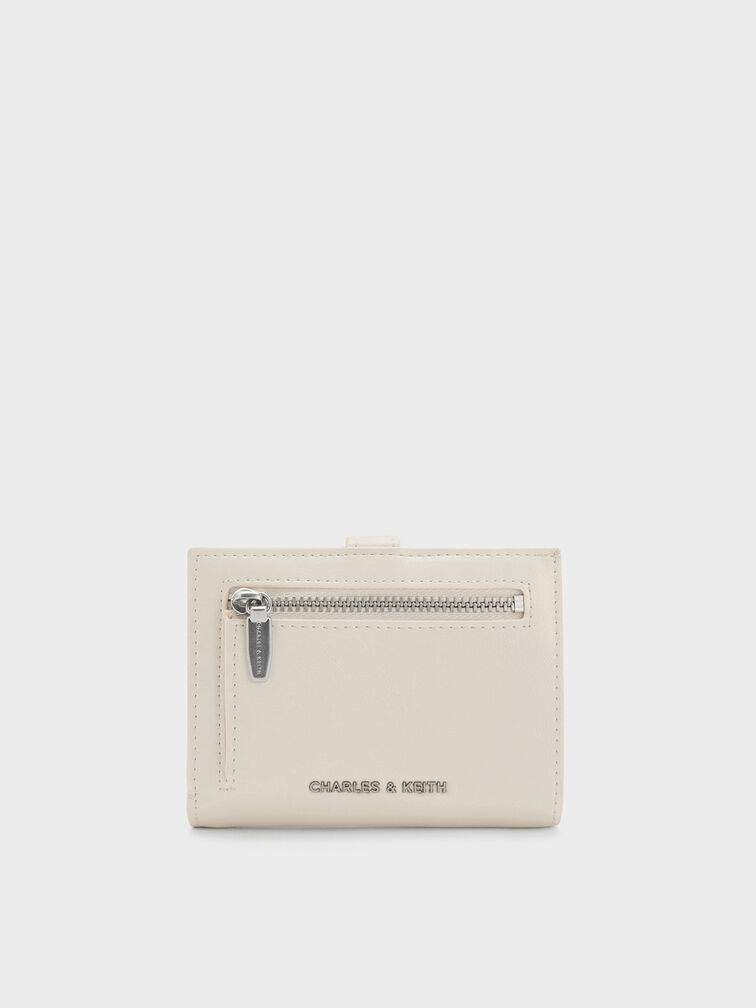 Cartera Bryna con detalles metálicos, Crema, hi-res