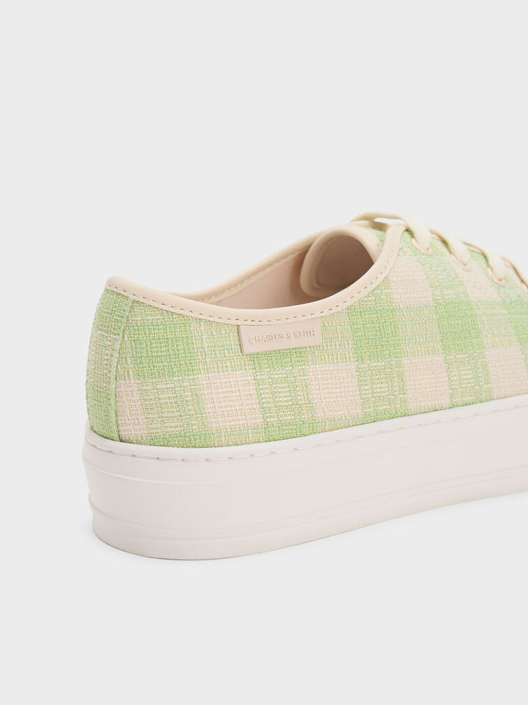 Gingham Low-Top Sneakers, Green, hi-res