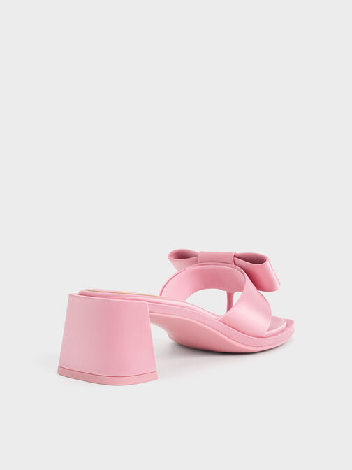 Sandalias de tacón con lazo de satén, Rosa, hi-res