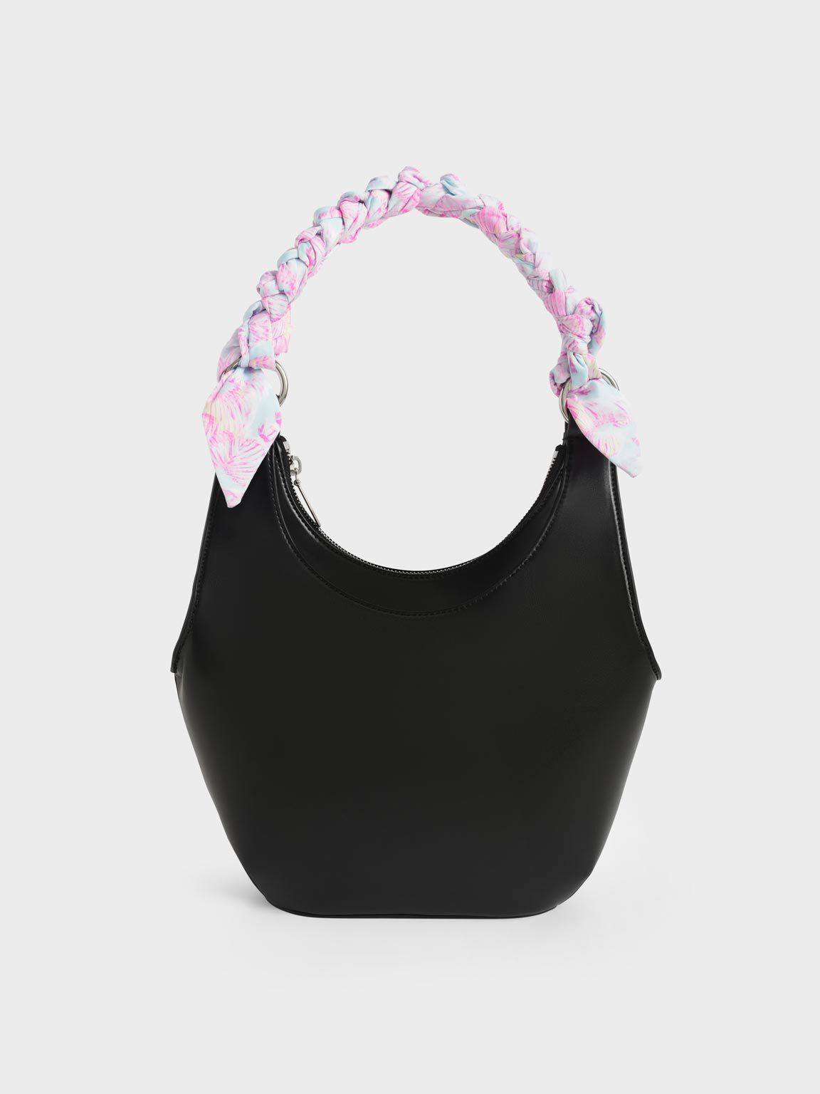 Ulani Scarf-Wrapped Hobo Bag, Black, hi-res