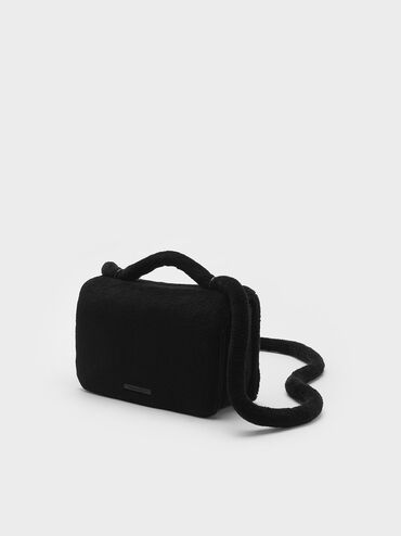 Loey Textured Crossbody Bag, Jet Black, hi-res