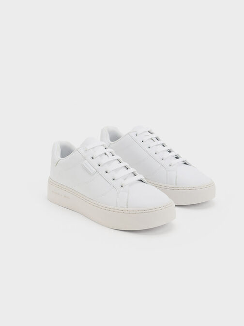 Lace-Up Sneakers, White, hi-res