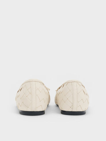 Woven Bow Ballet Flats, Chalk, hi-res
