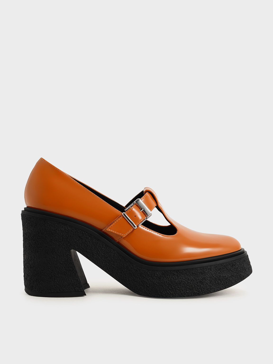 Odette Patent Leather T-Bar Platform Mary Janes, Cognac, hi-res