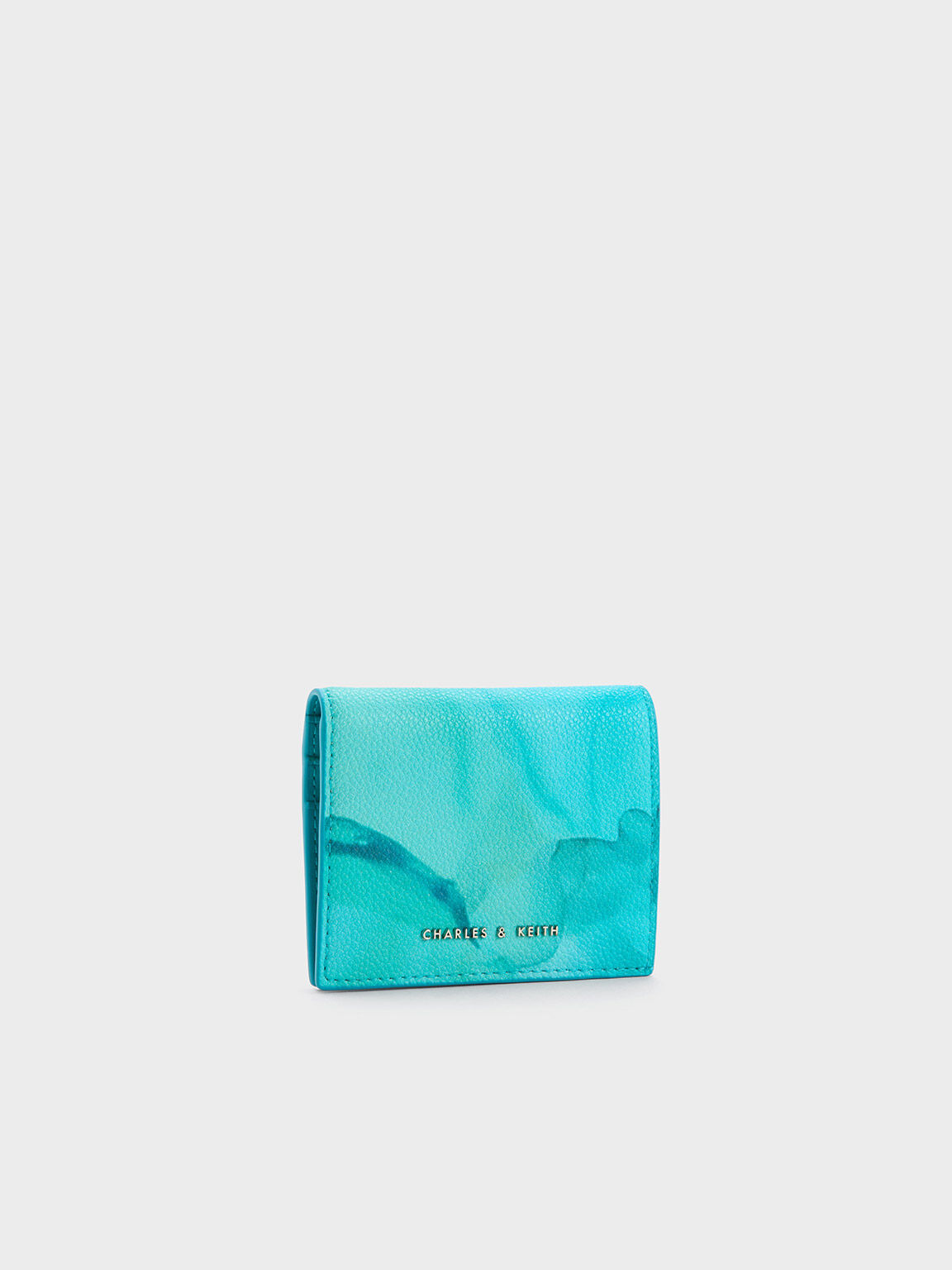 Marble-Print Small Wallet, Blue, hi-res