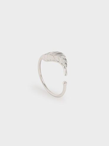 Leaf Band Ring, Silver, hi-res