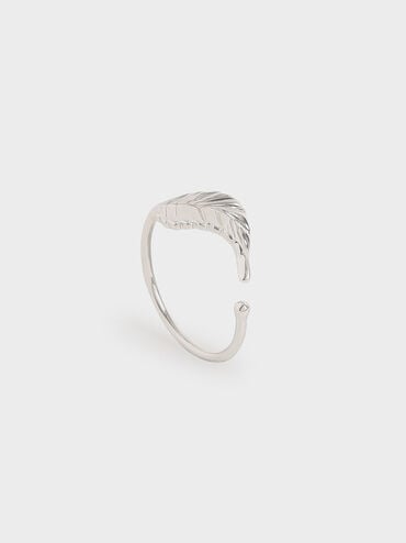 Leaf Band Ring, Silver, hi-res