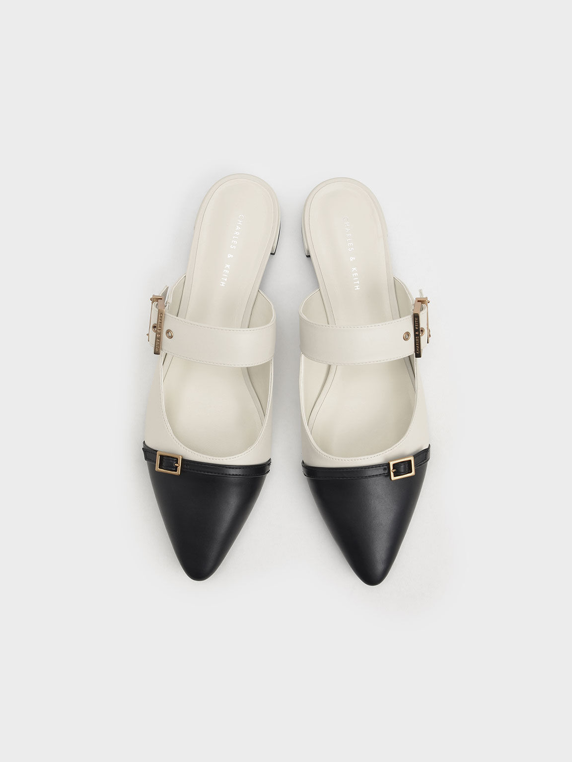 Lunar New Year Collection: Hadley Double Buckle Flat Mules, Chalk, hi-res