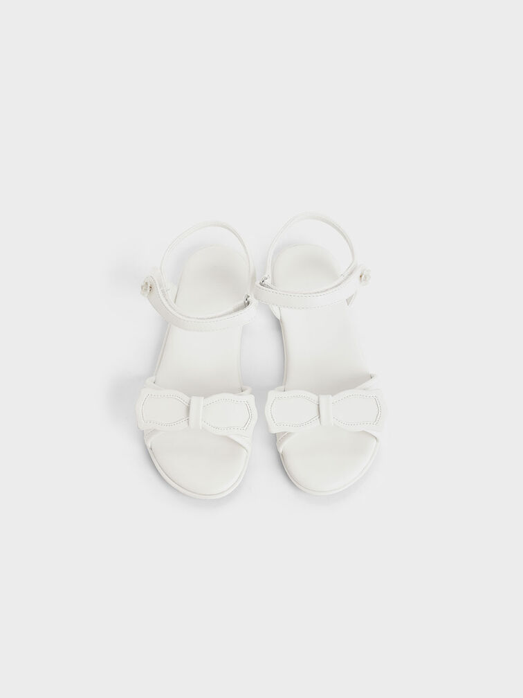 Girls&apos; Bow Detail Open Toe Sandals, White, hi-res