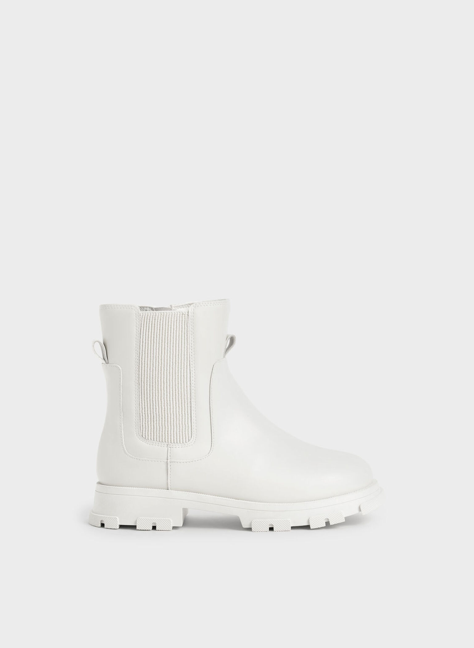 Girls' Chunky Sole Chelsea Boots, White, hi-res