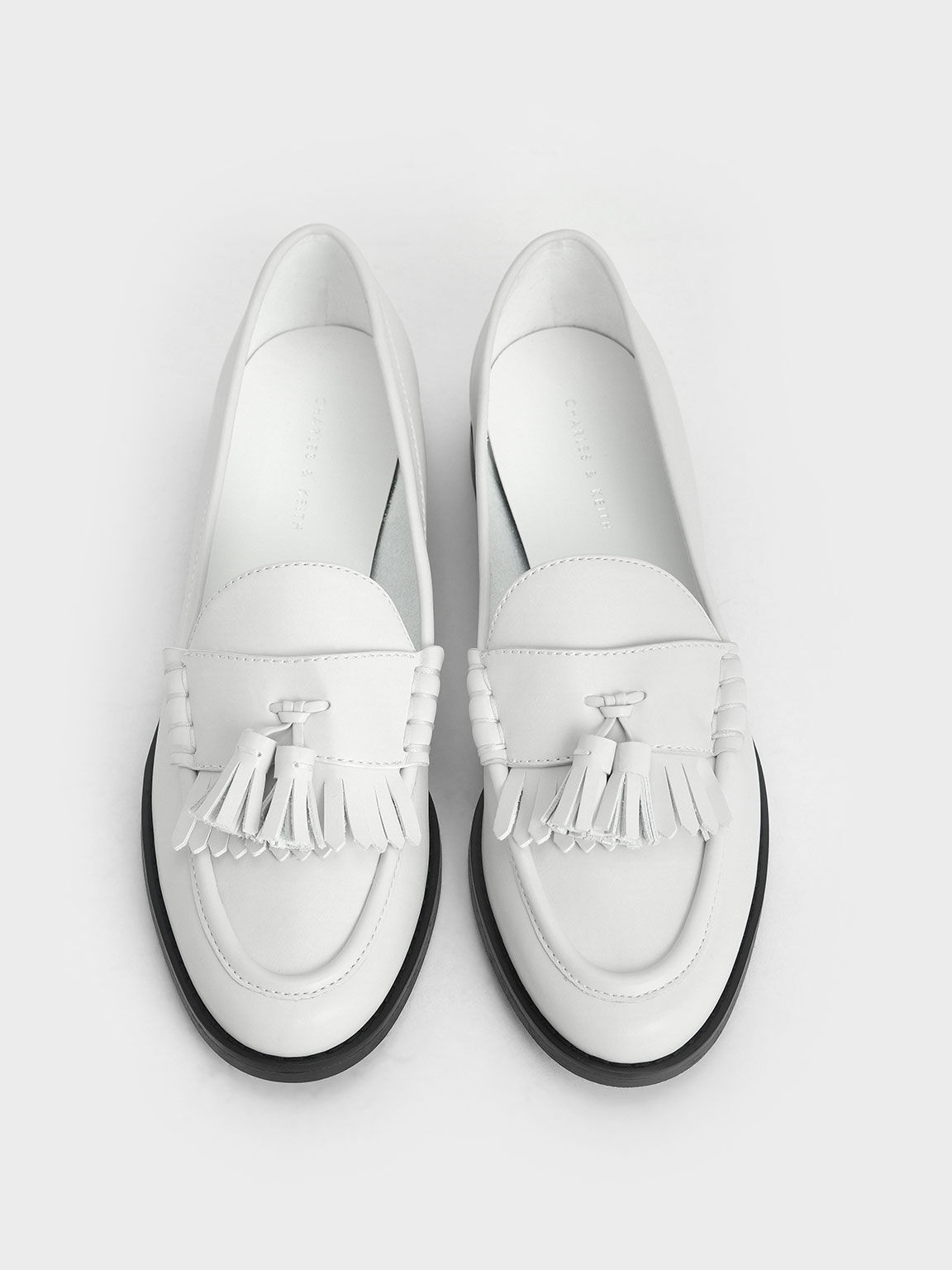 Tassel Penny Loafers, White, hi-res