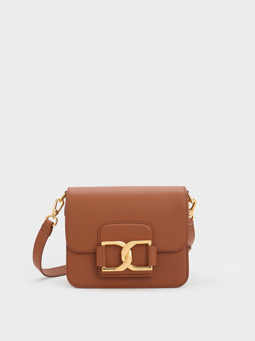 Gabine Leather Crossbody Bag, Cognac, hi-res