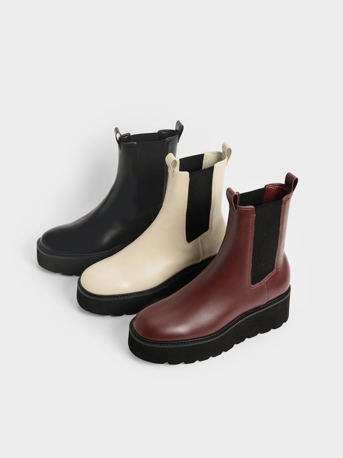 Double Tab Platform Chelsea Boots, Black, hi-res