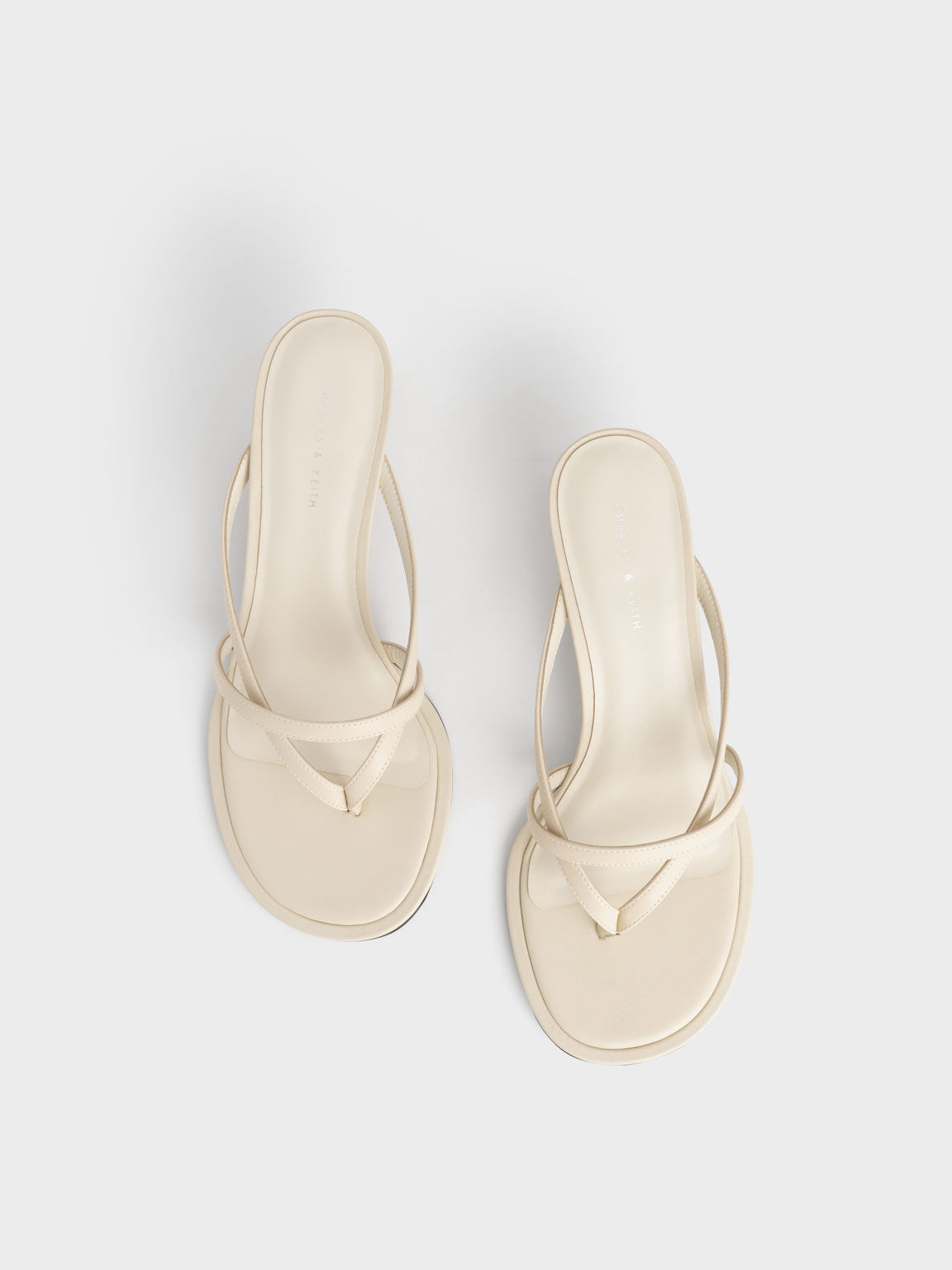Spool Heel Thong Sandals, Chalk, hi-res