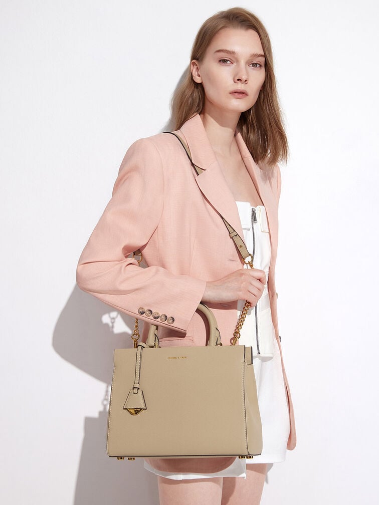 Mirabelle Structured Handbag, Sand, hi-res