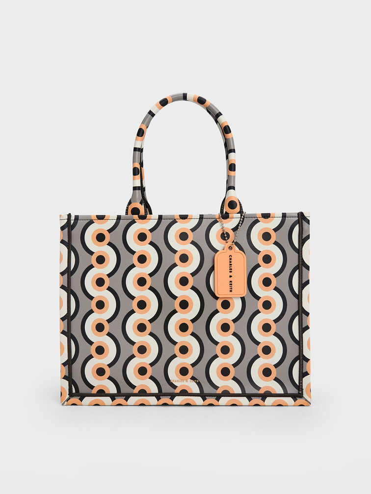 Jump Print Tote Bag, Taupe, hi-res