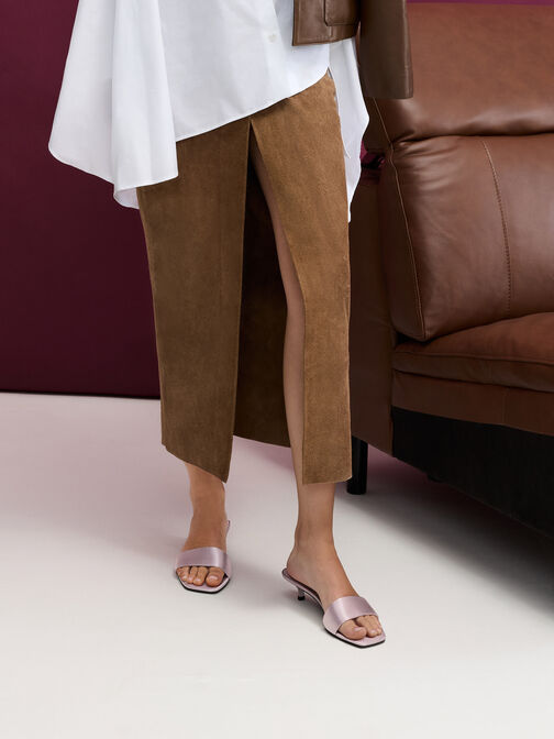 Susie Satin Kitten-Heel Mules, Mauve, hi-res