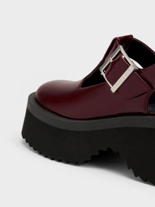 Chunky Chain Cut-Out Mary Janes, Maroon, hi-res