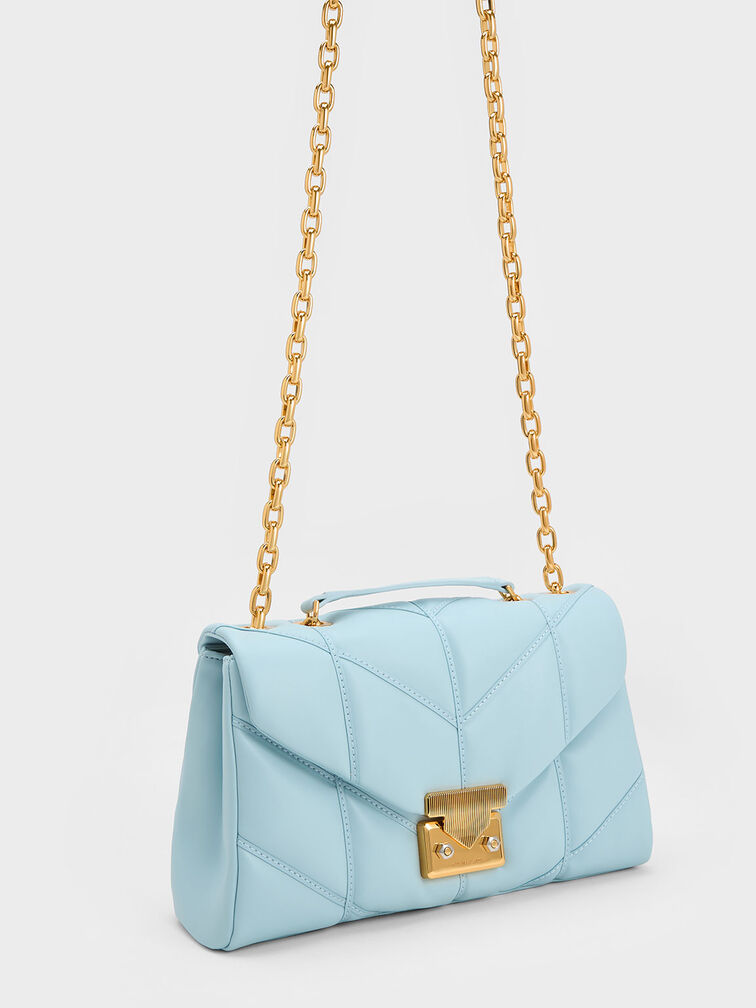 Eudora Chevron Trapeze Bag, Blue, hi-res