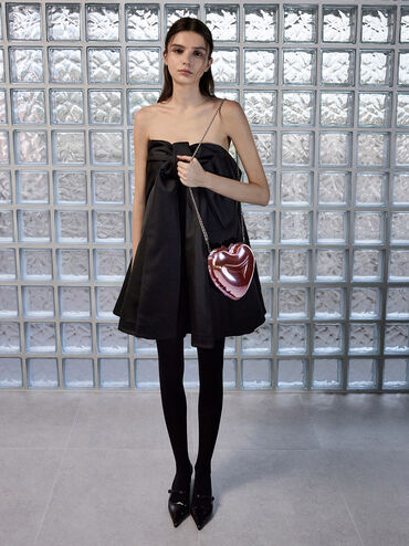 Metallic Heart Crossbody Bag, Pink, hi-res