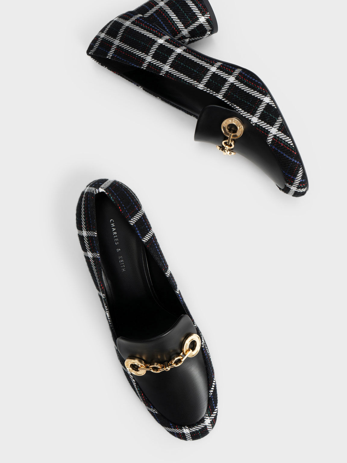 Circle Chain-Link Woven Loafer Pumps, Multi, hi-res
