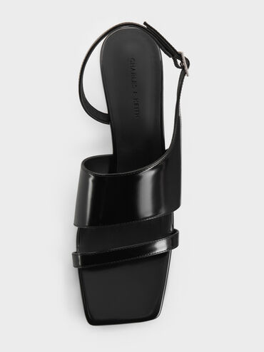 Slant-Heel Slingback Sandals, Black Box, hi-res