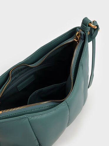Aralia Two-Tone Chain Handle Shoulder Bag, Teal, hi-res