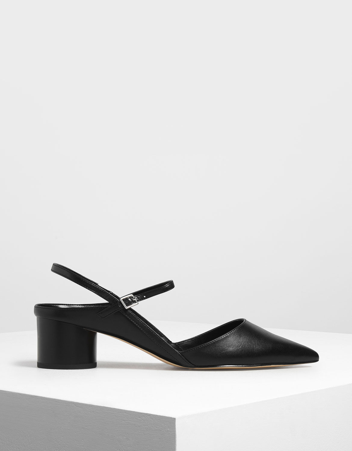 Black block heel slingback clearance