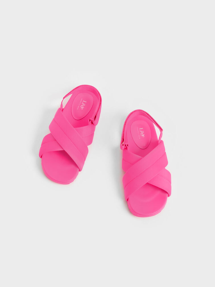 Girls' Padded Back-Strap Sandals, Fuchsia, hi-res