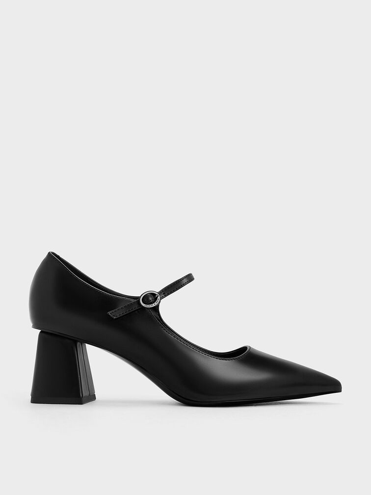 Patent Faux Leather Flare Heel Mary Jane Shoes