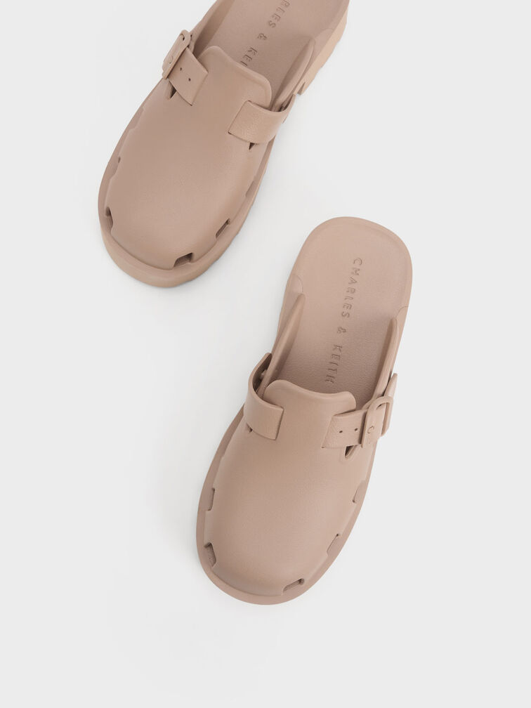 Mae Buckled Platform Mules, Brown, hi-res