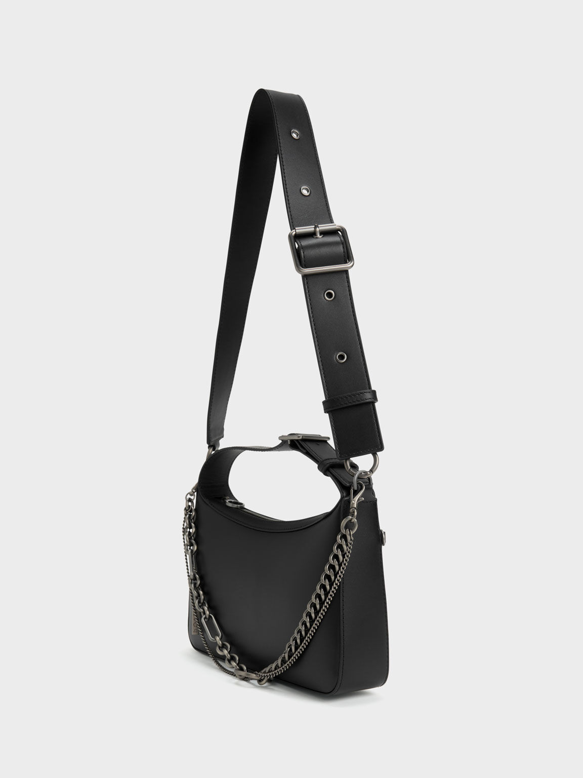 Jules Leather Chain-Embellished Bag, Black, hi-res