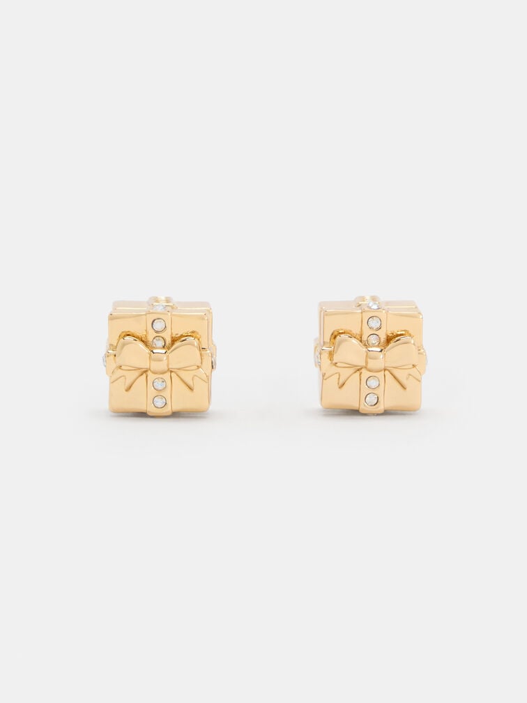 Athalia Crystal-Embellished Gift-Box Stud Earrings, Gold, hi-res
