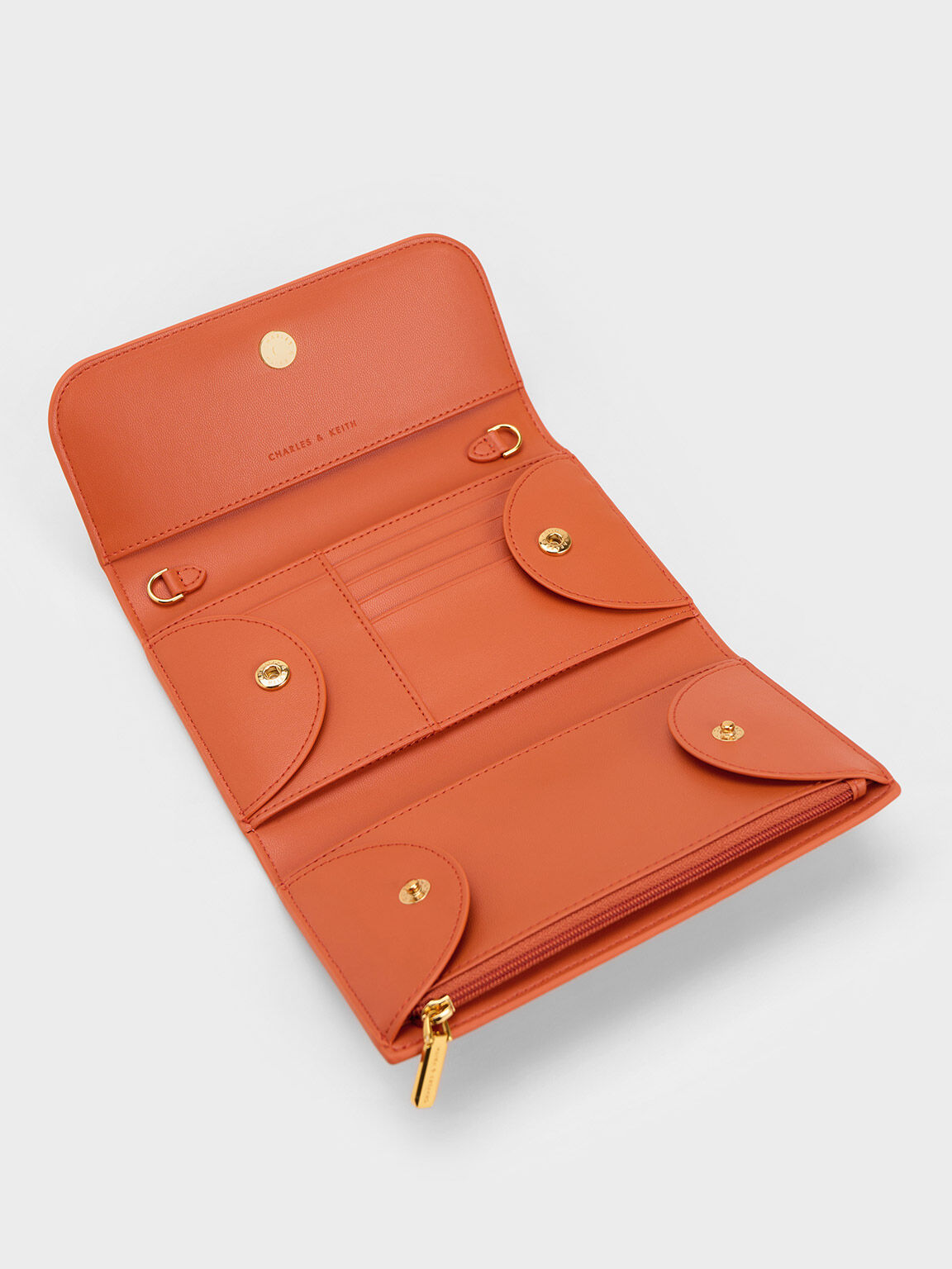 Front Flap Long Wallet, Orange, hi-res
