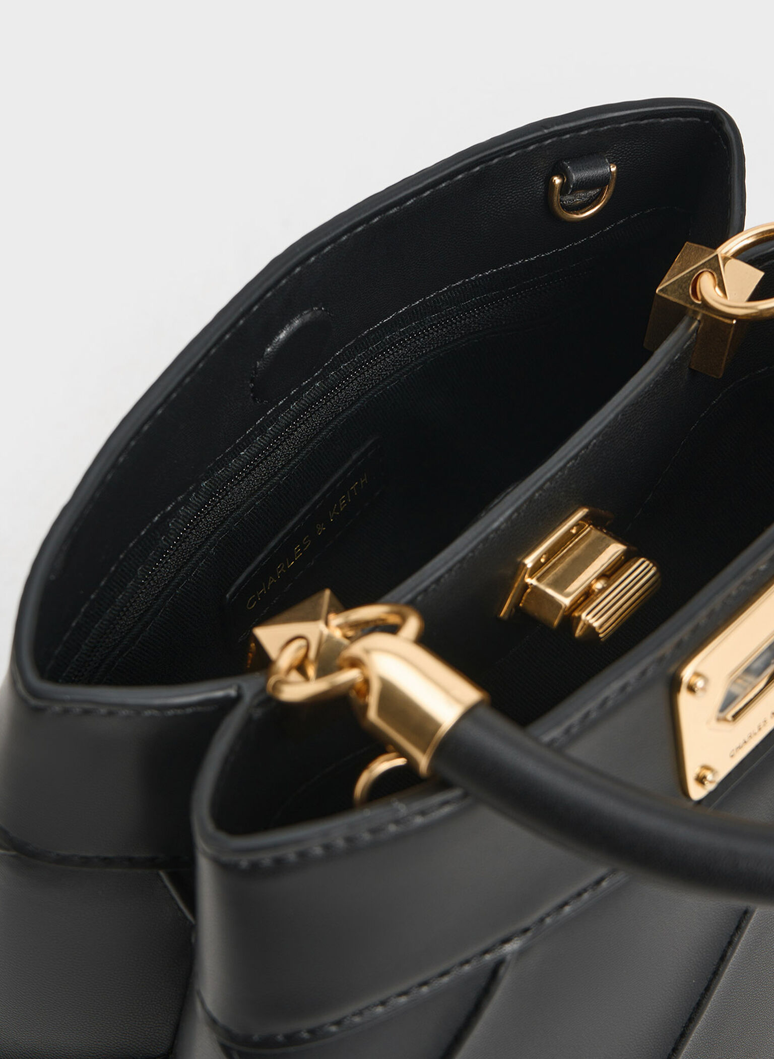 Eleni Quilted Top Handle Bag, Black, hi-res