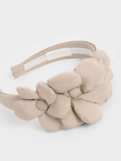 Flower-Embellished Hair Band, Nude, hi-res