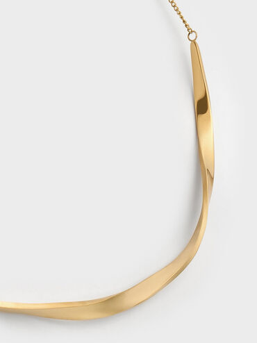 Lena Twist Bar Necklace, Gold, hi-res