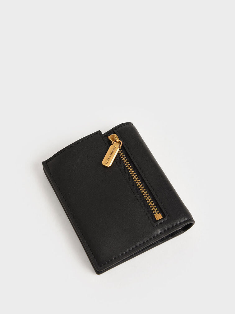 Top Zip Short Wallet - Black