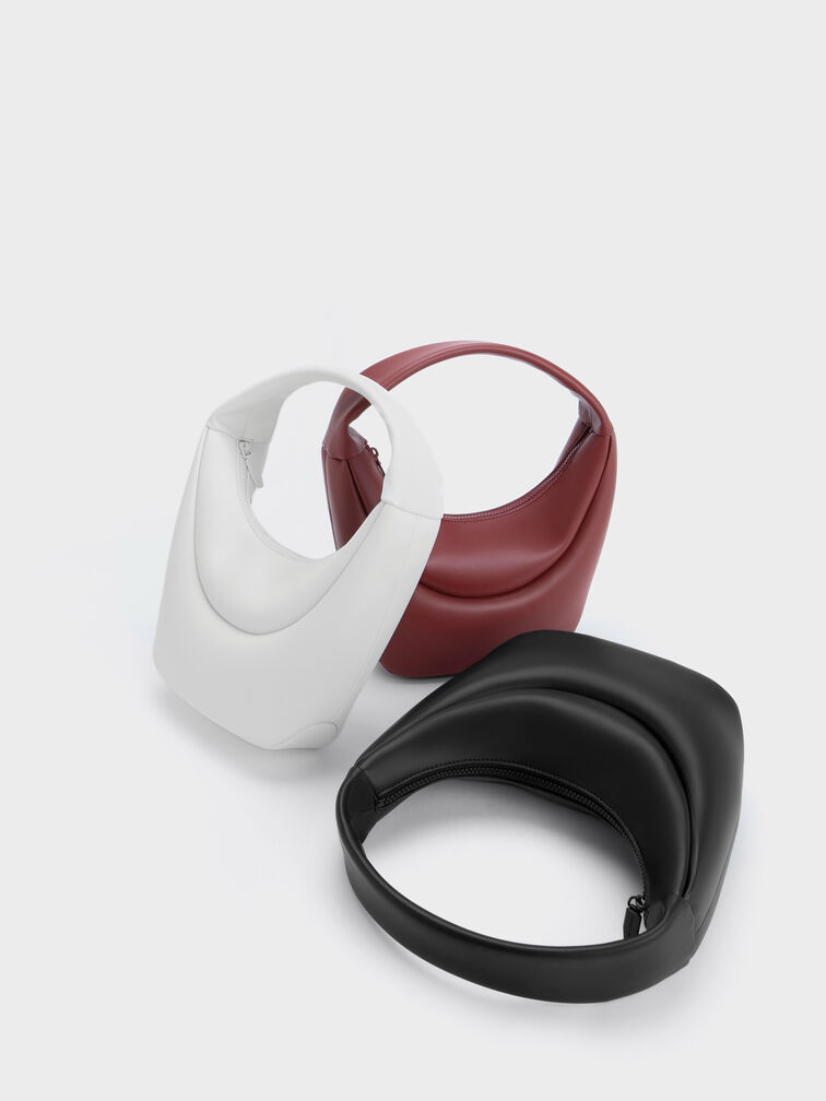 Bolso hobo curvo alargado, Negro, hi-res