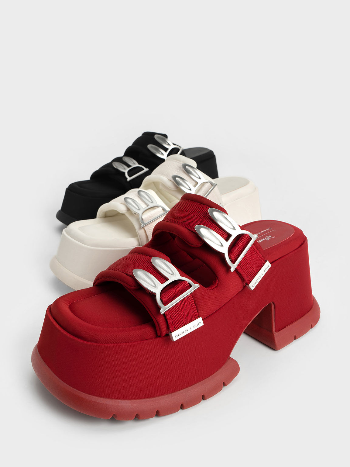 Judy Hopps Metallic Accent Wedge Mules, Red, hi-res